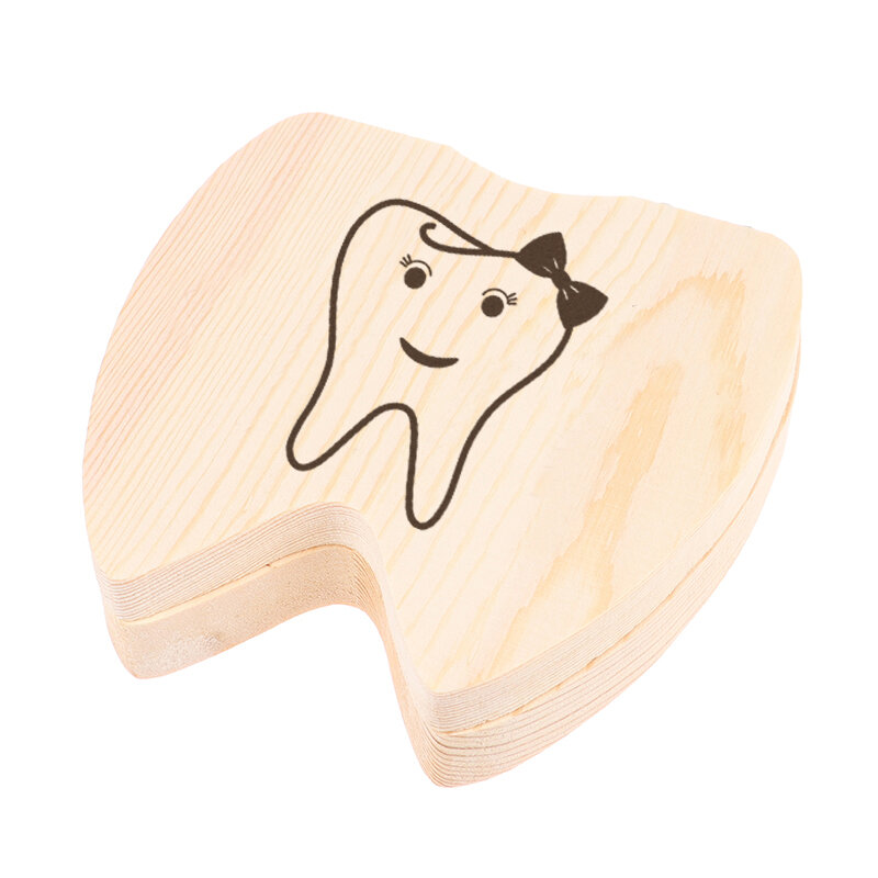 شخصية الأسنان الجنية صندوق خشبي الطفل Keepsakes فتاة الأسنان الأولى صندوق تذكار الأسنان الإسبانية الجنية صندوق الطفل