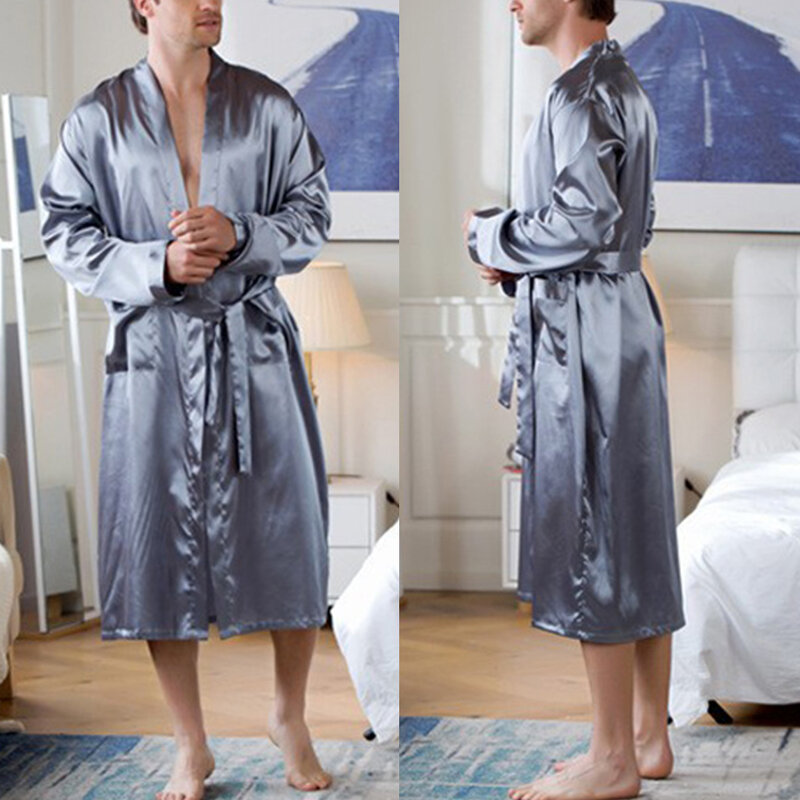 الحرير Bathrobe منامة الرجال الموضة الراحة الحرير ملابس خاصة عالية الجودة رداء النوم الذكور رداء كيمونو أوم روب للنوم