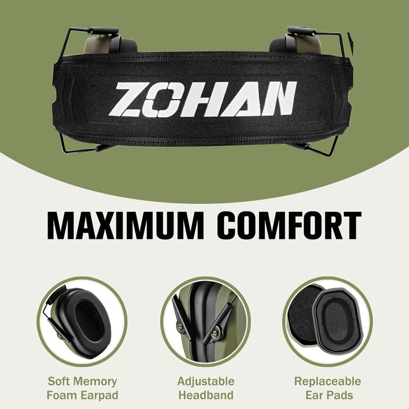 Zohan-غطاء للأذنين السلبي ، غطاء للأذنين للتصويب ، حماية للسمع لاطلاق النار NRR 27dB ، تقليل الضوضاء ، سماعة رأس عازلة للصوت