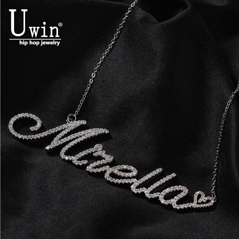 UWIN-رسالة مخطوطة مع قلب صغير للنساء ، القلائد اسم مخصص ، مثلج خارج تشيكوسلوفاكيا ، اكسسوارات مجوهرات شخصية ، هدية