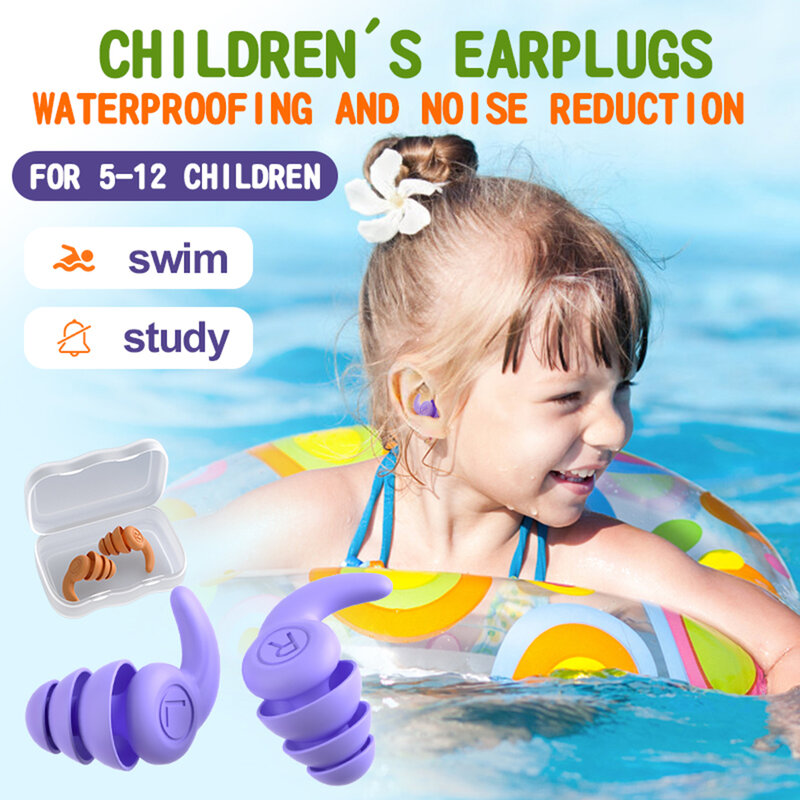 الأطفال سيليكون الأذن حامي إلغاء الضوضاء 3 طبقات السباحة سدادات السمع حامي مكافحة الضوضاء المقابس الحد من الضوضاء