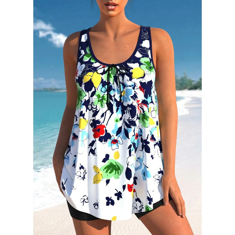 ملابس سباحة نسائية مطبوعة للشاطئ ، بيكيني مثير ، تانكيني ، مكشوف الكتفين ، بدلة من قطعتين ، الصيف ،