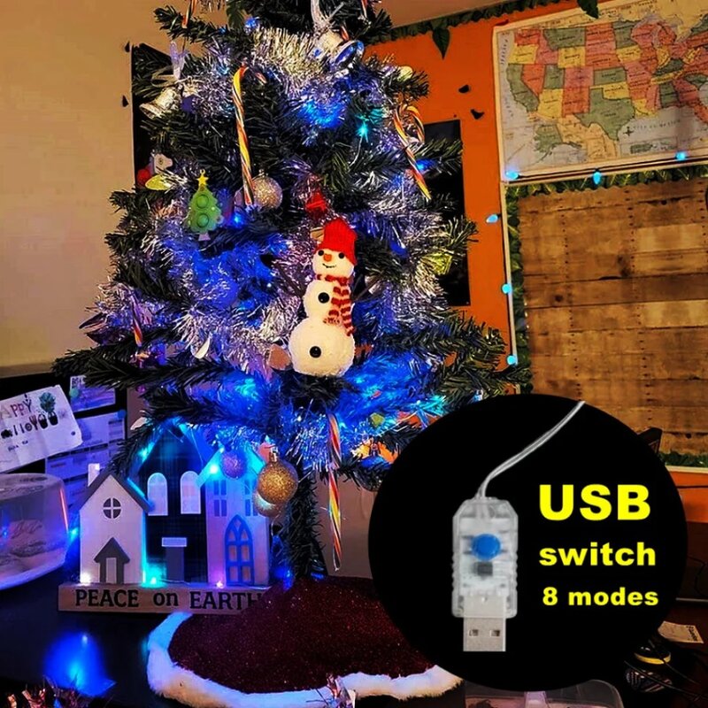 أسلاك النحاس LED سلسلة أضواء ، USB الجنية أضواء ، جارلاند مصابيح للمهرجان ، حفل زفاف ، في الهواء الطلق عيد الميلاد ، 8-وضع ، 5 متر ، 10 متر ، 20 متر