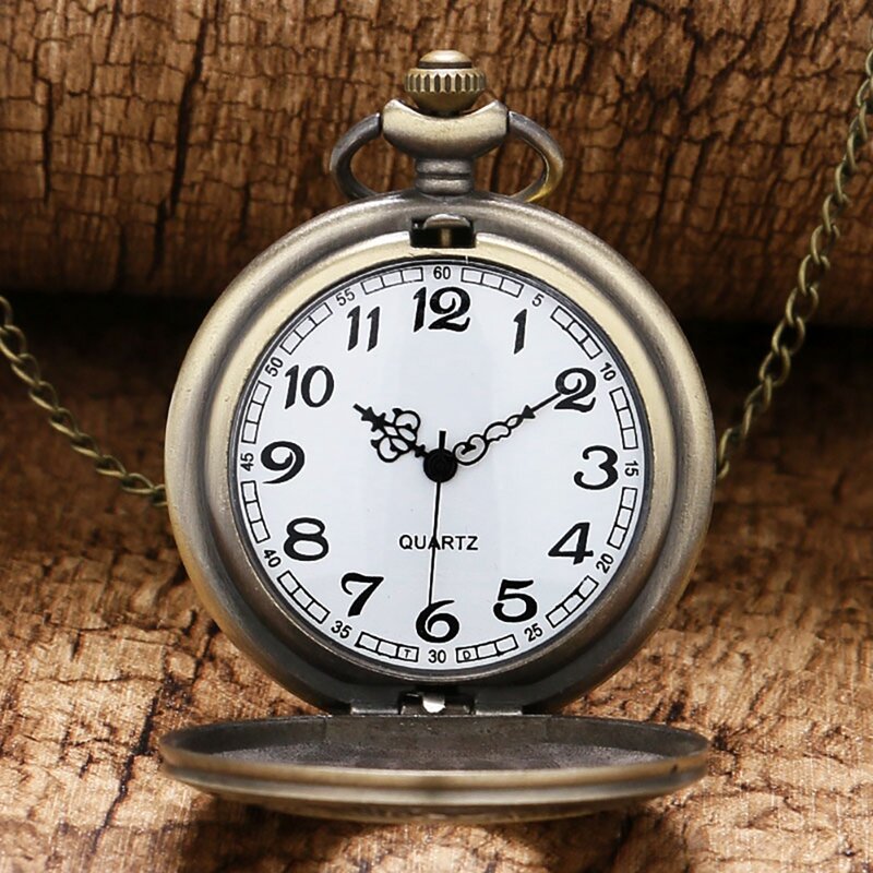 البرونزية الرومانية مقياس عرض تصميم كوارتز ساعة الجيب خمر Masculino Relogio قلادة قلادة سلسلة الترفيه ساعة رجالية هدية
