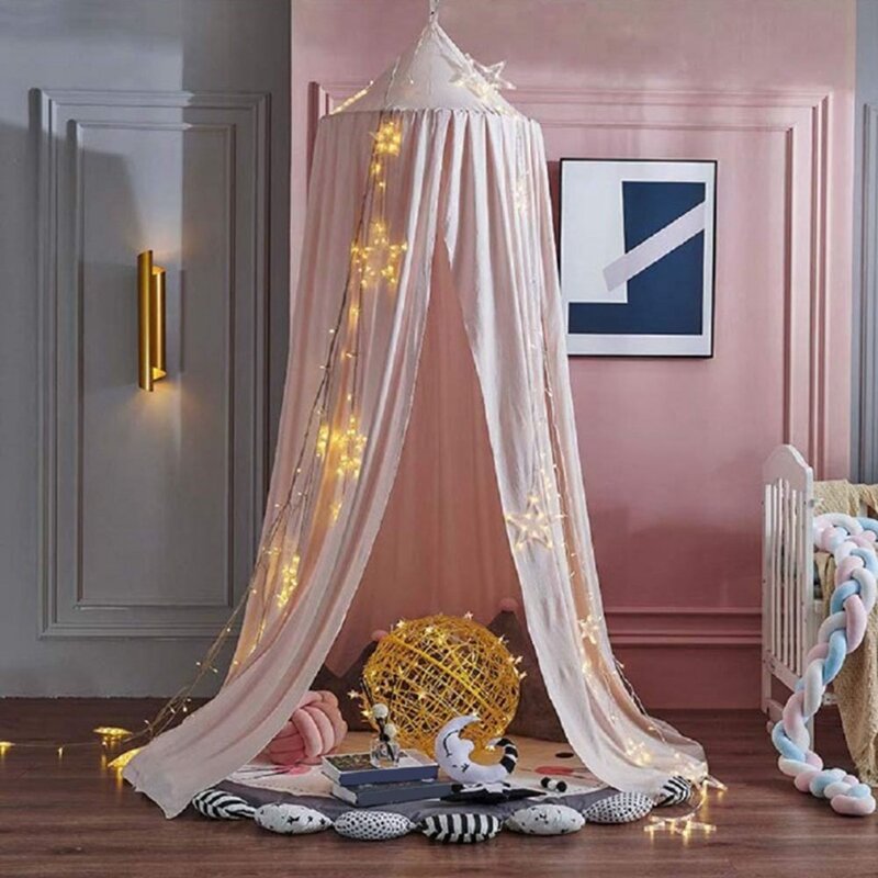 مظلة سرير ذات قبة دائرية للأميرة ، ديكور خيمة للأطفال ، زاوية قراءة للأطفال ، غرفة الأطفال الوردية
