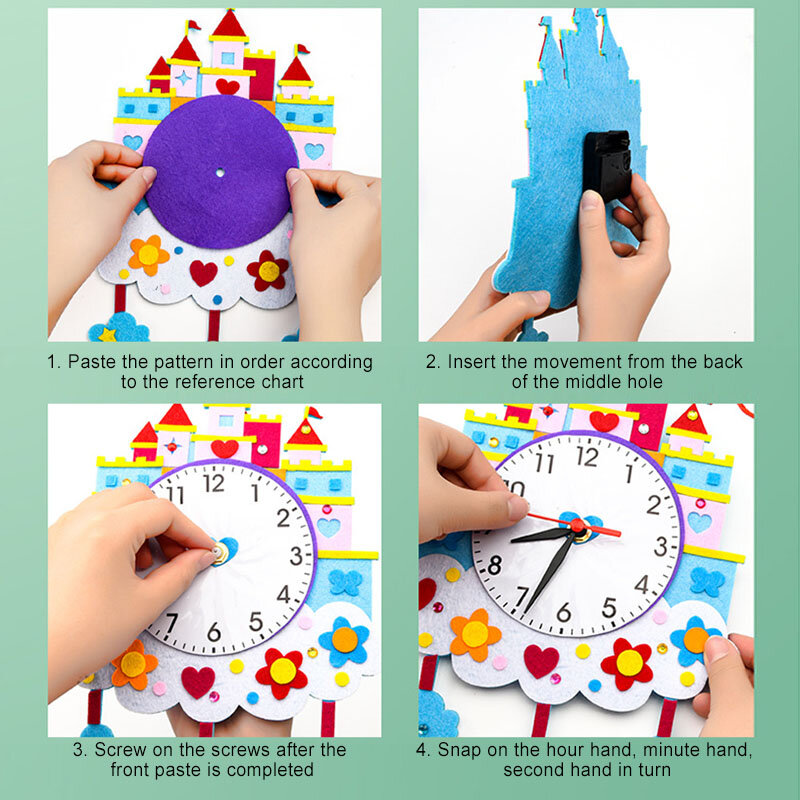 طفل ساعة يمكنك تصميم واجهتها بنفسك اللعب مونتيسوري الفنون الحرف ساعة دقيقة الثانية الأطفال الإدراك الساعات لعب للأطفال هدية في وقت مبكر مرحلة ما قبل المدرسة الهدايا