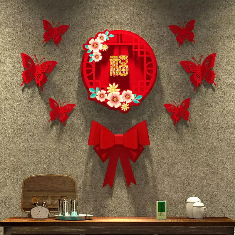 زخرفة السنة الصينية الجديدة مع شخصيات ميمونة ، ربطة عنق ثلاثية الأبعاد عالية الجودة