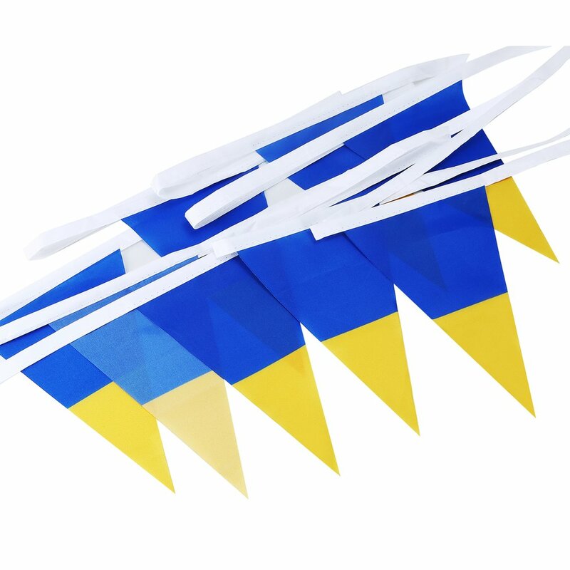 سلسلة العلم أوكرانيا الثلاثي سلسلة العلم أوكرانيا الثلاثي العلم الوطني راية النشاط موكب مهرجان ديكور 10 متر 15 الجانبين