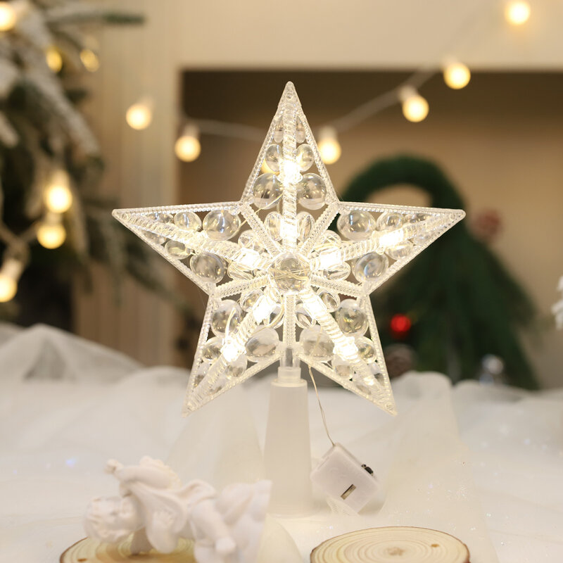 شجرة عيد الميلاد نجمة علوية مع أضواء ، لتقوم بها بنفسك حديقة الديكور ، حفلة فناء