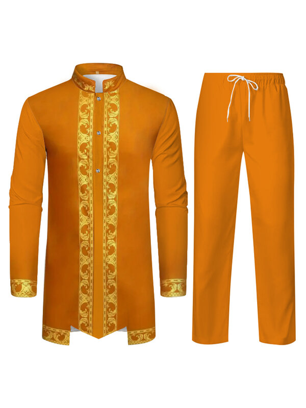 رداء إسلامي للرجال ، اللباس التقليدي للرجال العرب ، طباعة بنمط ثلاثي الأبعاد ، بنطلون أسود ، أبيض ، أصفر ، كحلي ، أزرق ، بأكمام طويلة