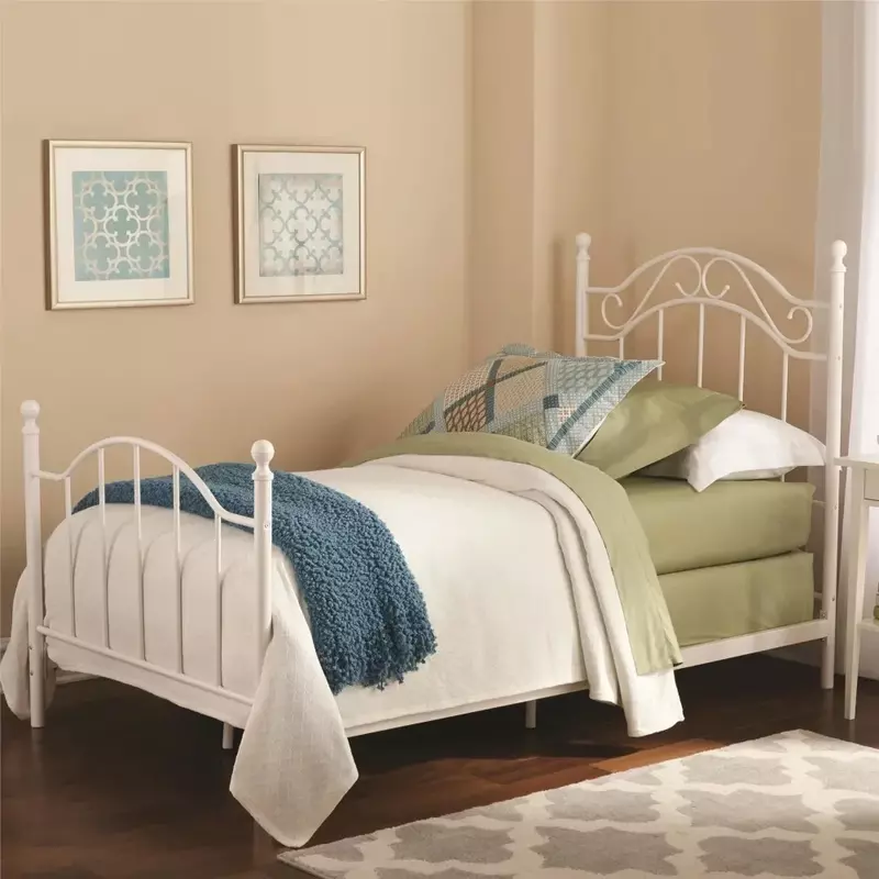 إطارات سرير معدنية بيضاء ، أثاث غرف النوم ، إطار مزدوج الحجم