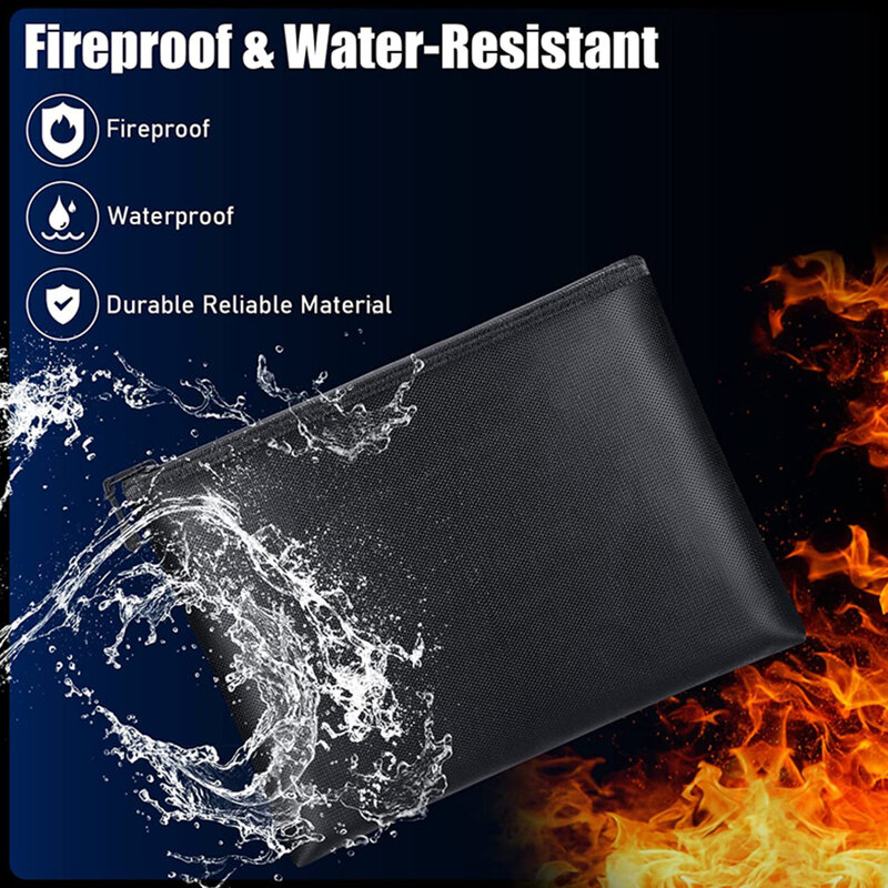 مقاوم للماء حقيبة مقاومة للحريق 2000F مقاومة للحريق مع إغلاق سستة وثيقة هامة حامل منظم الحقيبة آمنة