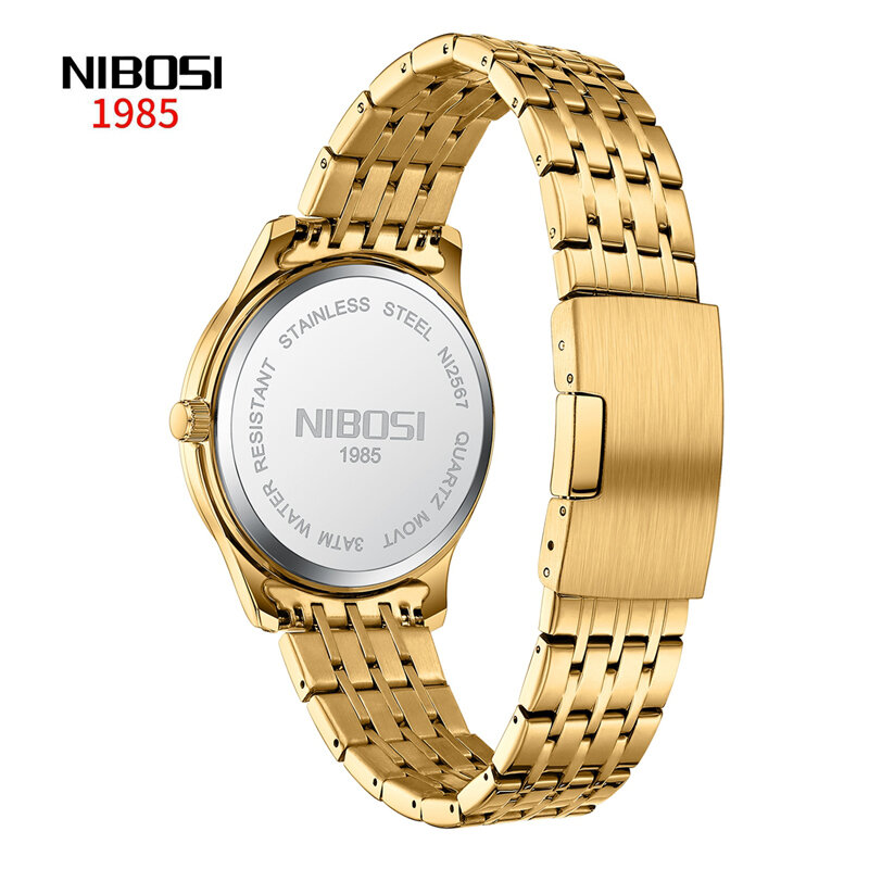 Nibosi-ساعة كوارتز للرجال ، فولاذ مقاوم للصدأ ، مقاوم للماء ، مع التاريخ ، علامة تجارية فاخرة ، للرياضة ، الموضة