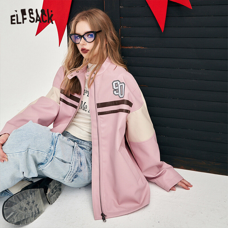 ELFSACK-سترة جلدية نسائية ، ملابس غير رسمية ، ربيع ، جديد ،