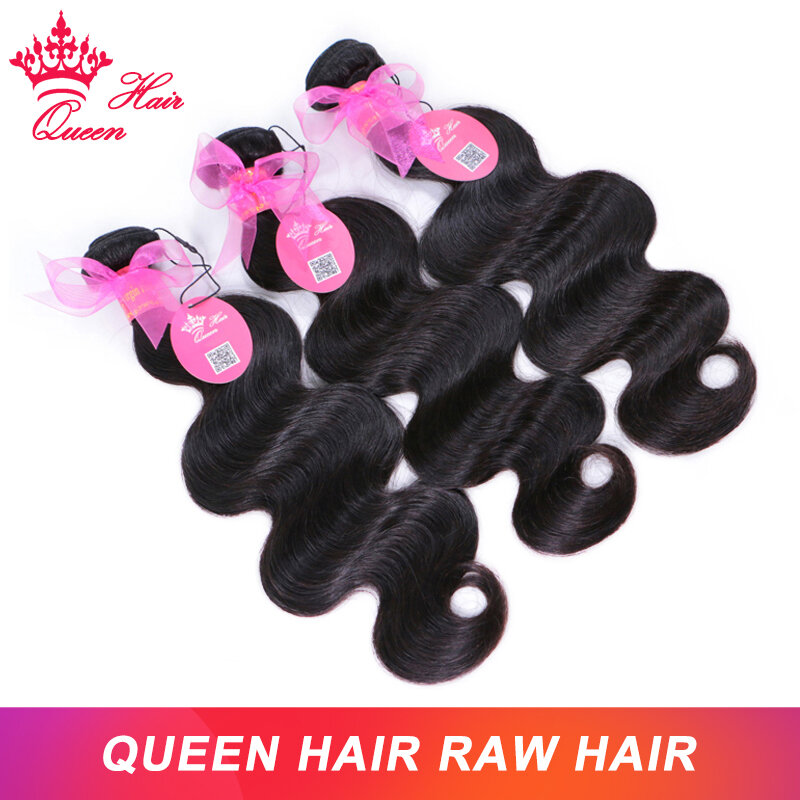 Queen Hair Raw Hair Body Wave 100% Human Hair Unprocessed Raw Hair Bundles Weave Extensions Brazilian Hair Natural Color