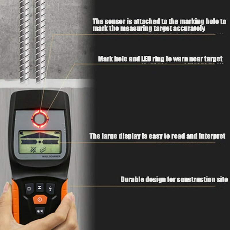 3 In 1 Metal Detector Find Wall Scanner Wood Cable Electrical Wire Stud Finder With LED and Beeps Alarm