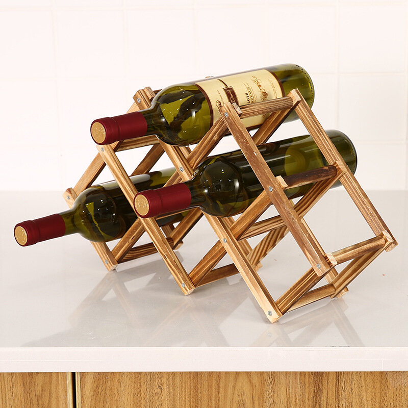 النبيذ الرف خشبية زجاجة النبيذ أصحاب الإبداعية العملي للطي خزانة زخرفية النبيذ الأحمر عرض رفوف التخزين