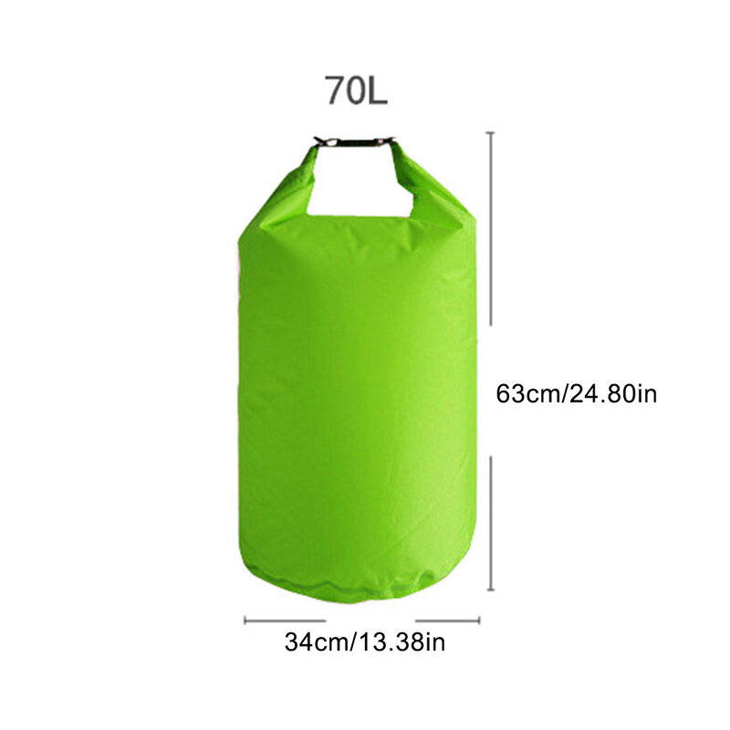 حقيبة جافة مقاومة للماء المحمولة ، متعددة الوظائف سهلة لحقيبة ، كيس المشي لمسافات طويلة الأخضر ، مغامرات في الهواء الطلق مصنوعة ، 70L