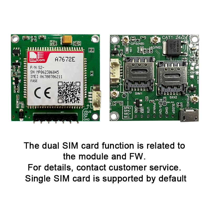 SIMCOM-A7672E 4G Cat1 مع وحدة جي إس إم لتحديد المواقع ، مجلس التنمية الأساسية ، المنفذ التسلسلي TTL ، 1 قطعة