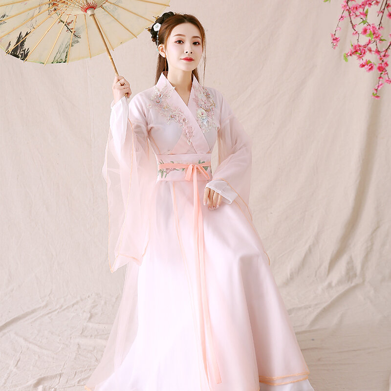 ملابس النساء الصينية Hanfu التقليدية للرقص أداء الزي هان الأميرة الملابس الشرقية تانغ سلالة الجنية فساتين