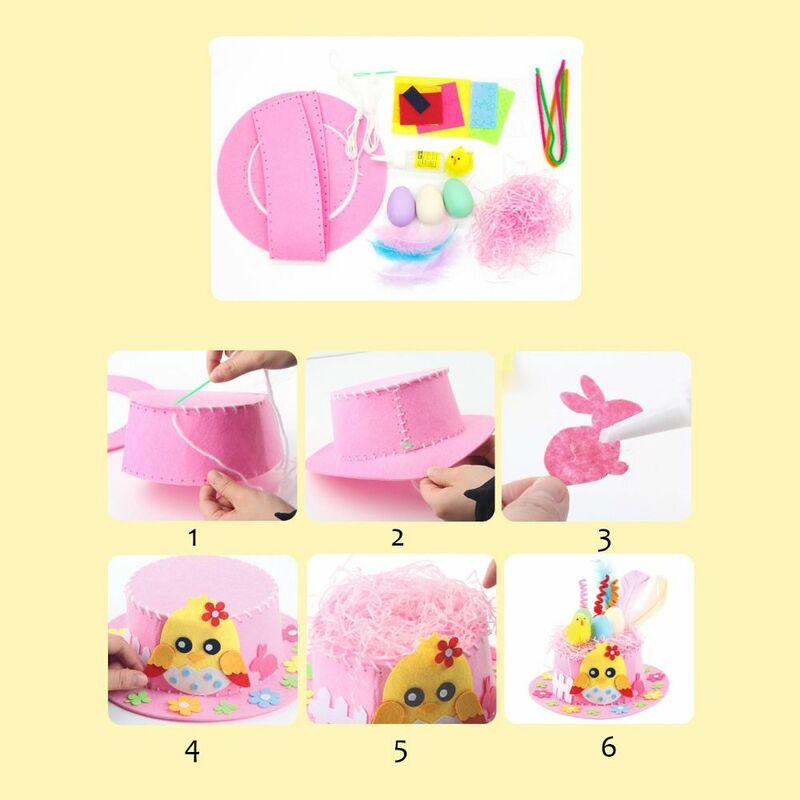 قبعة أرنب عيد الفصح اليدوية للأطفال ، قشر البيض ، قماش غير منسوج ، قبعة ذاتية الصنع ، هدايا لعبة مزينة ، مطلية