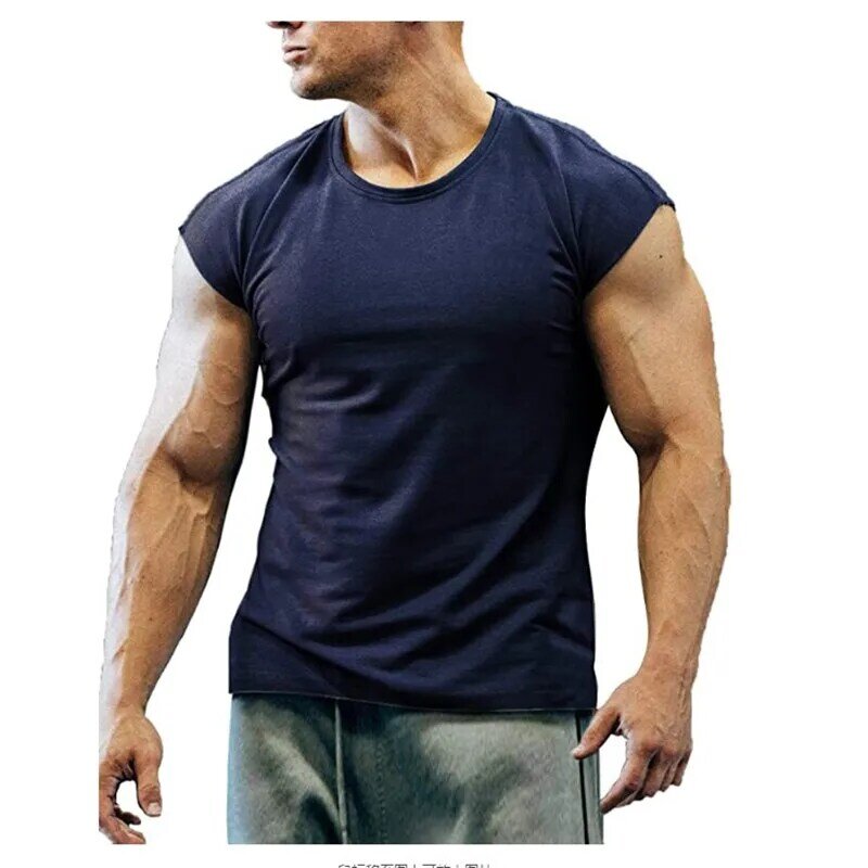 صيف جديد تي شيرت كمال الاجسام العضلات تانك الرجال س الرقبة بلون رياضية غير رسمية قميص بدون أكمام الذكور تجريب اللياقة البدنية القمم