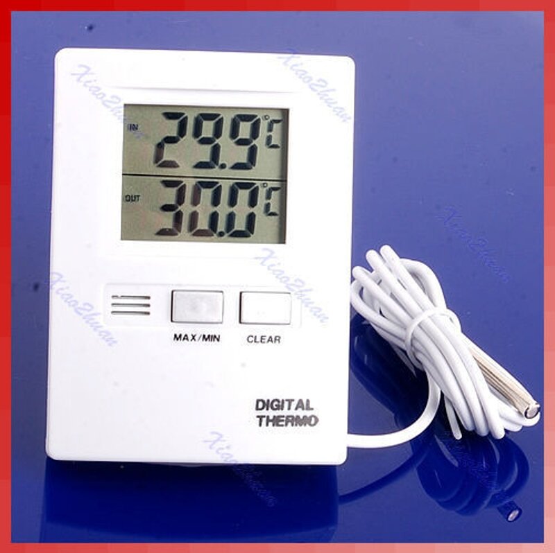 U90C الأبيض الرقمية LCD داخلي و مقياس حرارة خارجي مقياس الحرارة
