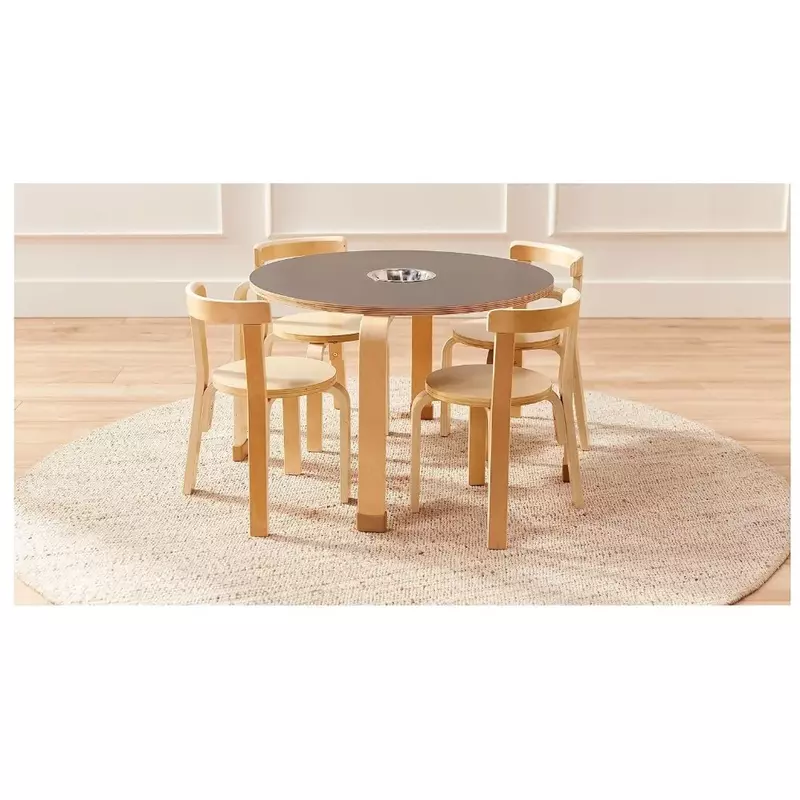 مجموعة طاولة وكرسي للأطفال ، أثاث الأطفال ، اللون الطبيعي ، مجموعة من 5