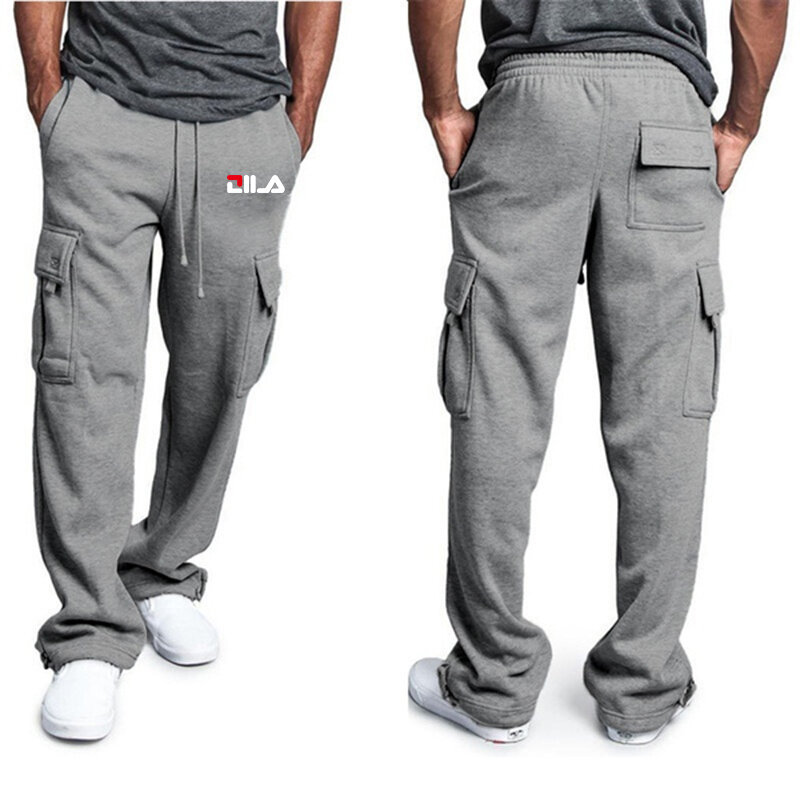 2023 العلامة التجارية الرجال موضة السراويل بلون متعدد جيوب فضفاض السراويل فضفاضة غير رسمية الرباط السراويل البضائع S-4XL