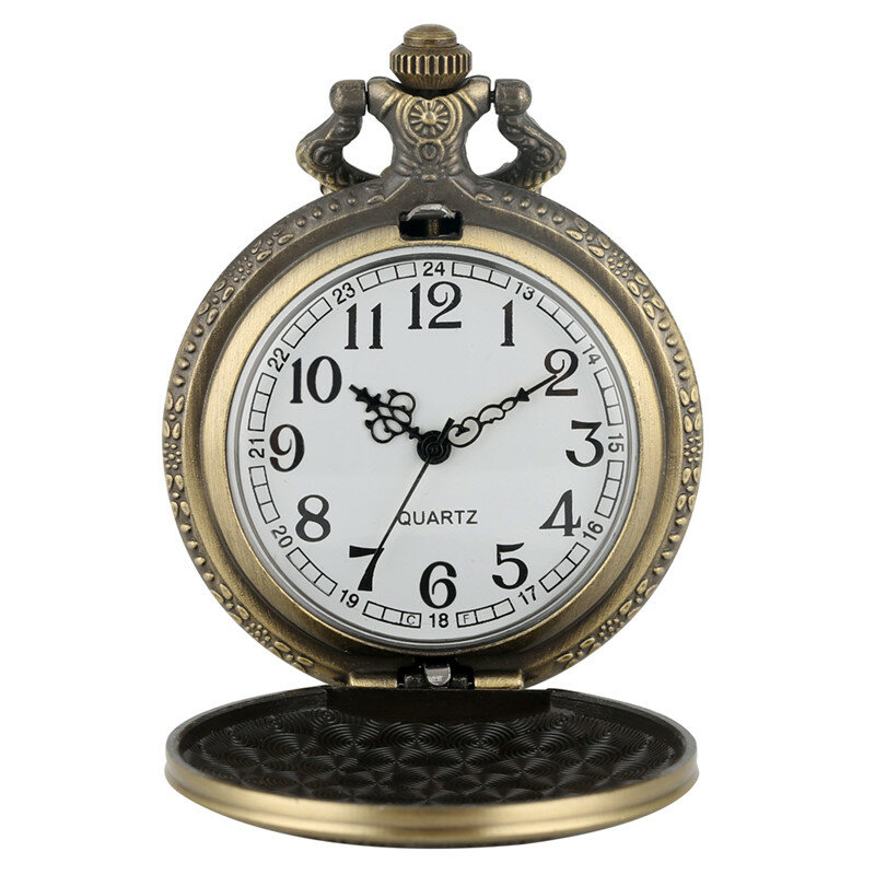 Steampunk البرونزية ديناصور نمط كوارتز ساعة جيب للرجال والنساء ، العربية عدد ساعة ، سلسلة قلادة ، قلادة ، ورقة ساعة