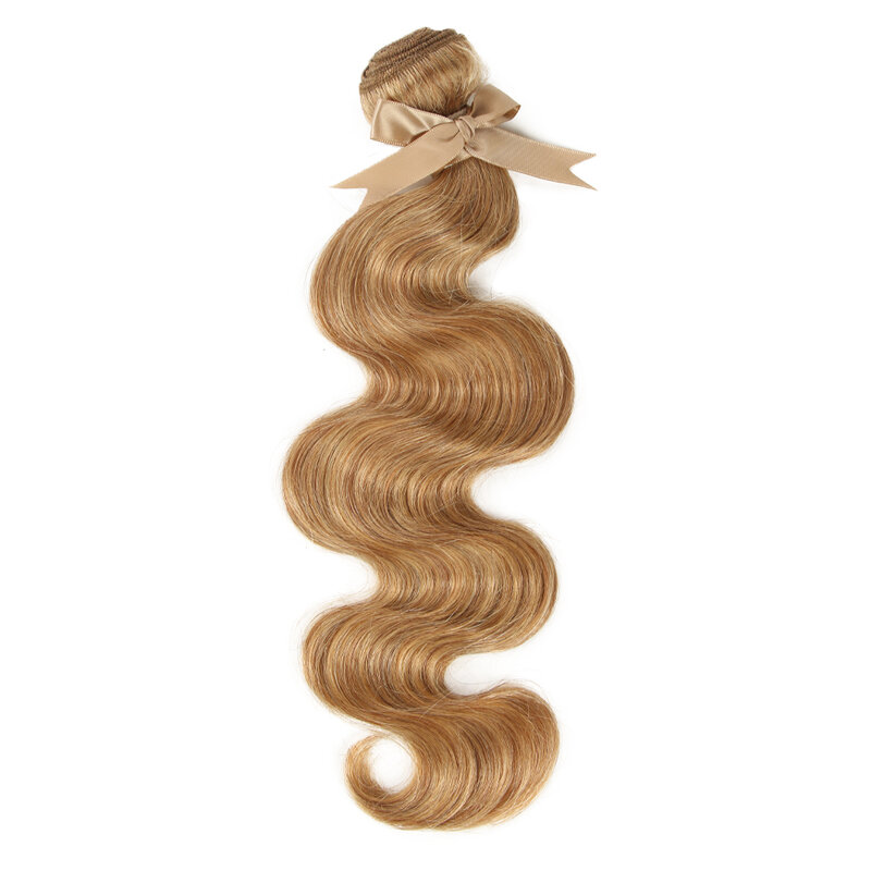 خصلات شعر بشري شقراء أنيقة للنساء ، وصلات شعر برازيلي ريمي بني ، موجة للجسم ، حزم واحدة ، 28 بوصة