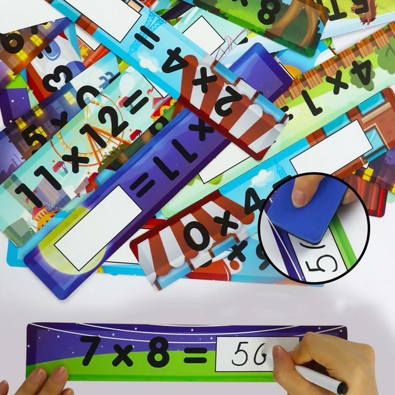 جدول الضرب بطاقات التعلم للأطفال ، بطاقات فلاش مزدوجة الوجهين ، البطاقات التعليمية القابلة لإعادة الاستخدام الرياضيات ، 88 قطعة
