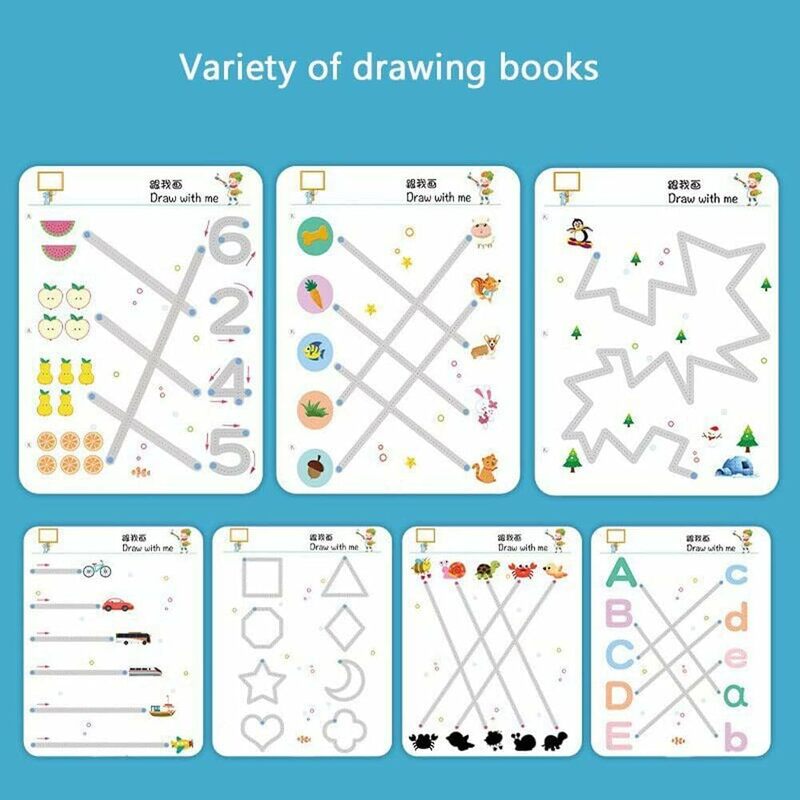 السحرية تتبع المصنف مجموعة قابلة لإعادة الاستخدام السحر الممارسة التأليف للأطفال مع أقلام الرسم وممحاة التعلم لكتابة الأبجدية