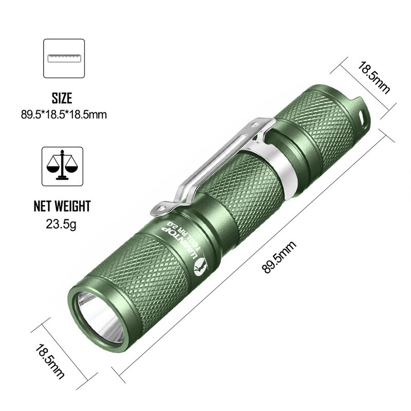 EDC في الهواء الطلق التخييم الدفاع عن النفس مصباح يدوي ، عالية الطاقة LED الإضاءة ، الأخضر ، 900 لومينز ، الشعلة قوية ، AA 14500 أداة ضوء ، AA 3.0