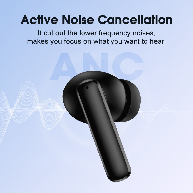 QCY T13 ANC سماعات لاسلكية TWS سماعات بلوتوث 5.3 سماعات نشطة لإلغاء الضوضاء سماعات داخل الأذن 4 ميكروفون سماعات ENC HiFi