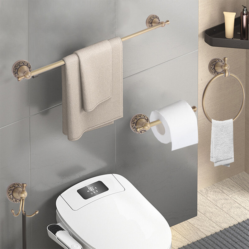 اكسسوارات الحمام الحائط الأجهزة مجموعة النحاس منشفة الجرف بار العتيقة