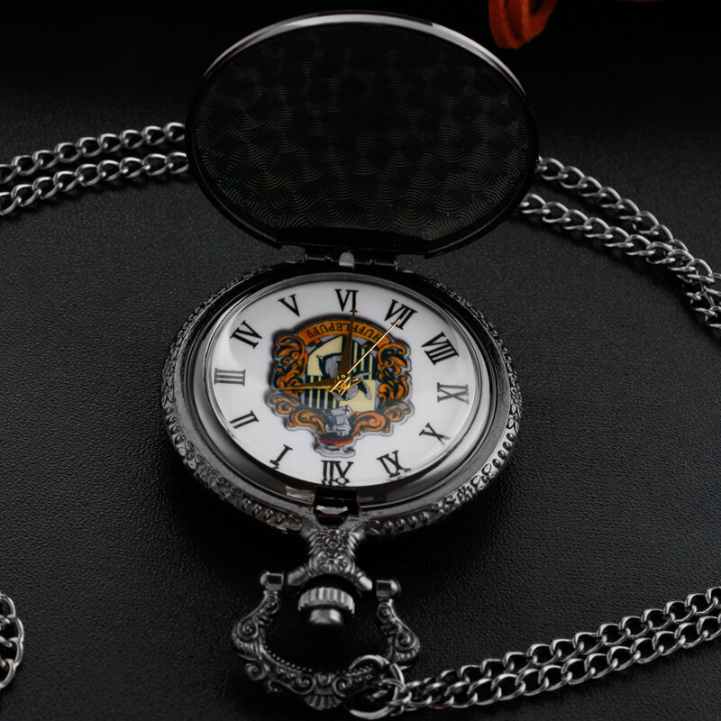 أكاديمية الأسود من Wizardry شارة ساعة الجيب قلادة قلادة Steampunk خمر سلسلة ساعة الموضة للنساء الرجال هدية XH3030