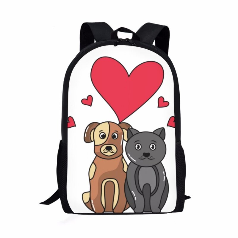 حقيبة مدرسية بنمط طباعة كلب لطيف للأطفال ، حقيبة ظهر بسعة كبيرة للشباب ، حقائب كاجوال للشباب ، أزياء