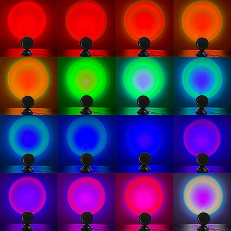مصغرة USB الغروب مصباح جهاز عرض (بروجكتور) ليد ليلة ضوء 16 ألوان التبديل قوس قزح جو المنزل غرفة نوم حائط الخلفية الديكور هدية