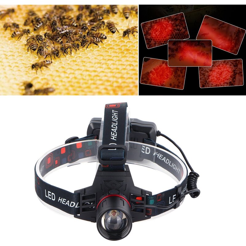 LED الضوء الأحمر كشافات المحمولة USB قابل للتعديل المصباح للصيد تربية النحل الكشف