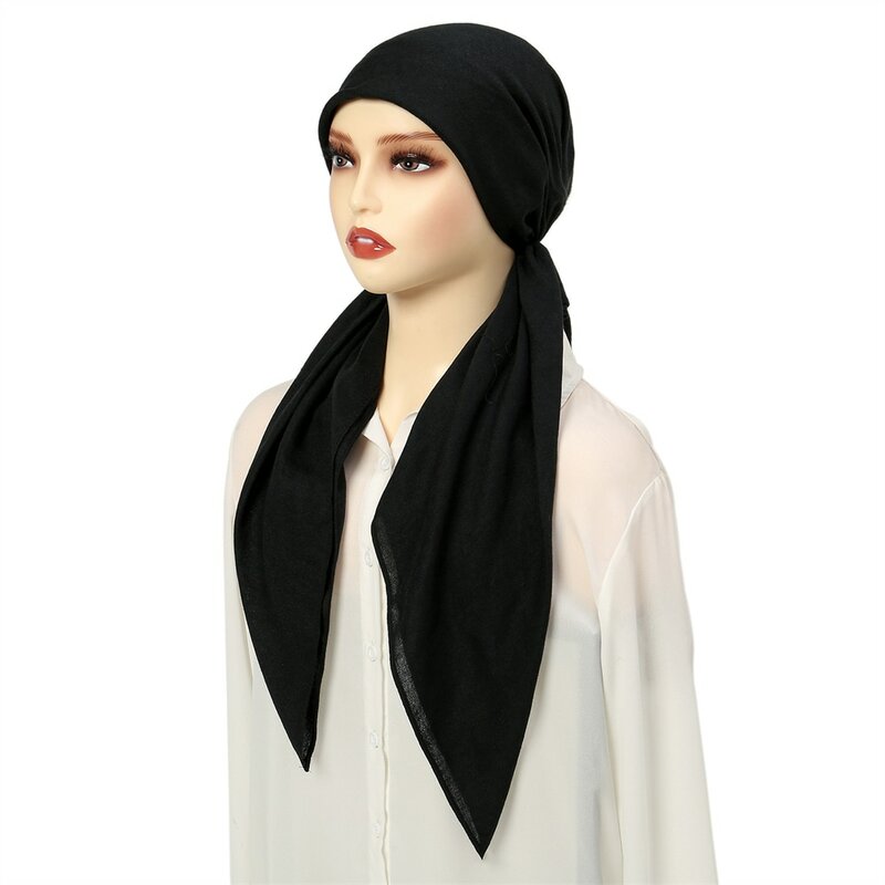 عمامة الحجاب مسلم أحادي اللون للنساء ، قبعة قبل تعادل ، غطاء الذيل الطويل ، قبعة الكيماوي ، وشاح رئيس فقدان الشعر ، بينيس التفاف