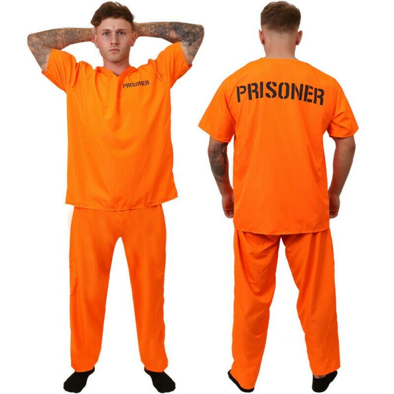 سجين برتقالي زي للأطفال ، بذلة ، الزي Jailbird ، كرنفال ، هالوين لعب الأدوار ، مجموعة زي سجين ، شخصية