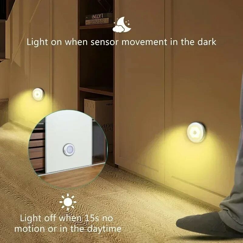 شاومي-ضوء الليل مع استشعار الحركة PIR ، مصباح بطارية LED ، مغناطيسي قوي ، غرفة نوم ، السرير ، المطبخ ، خزانة ، الإضاءة