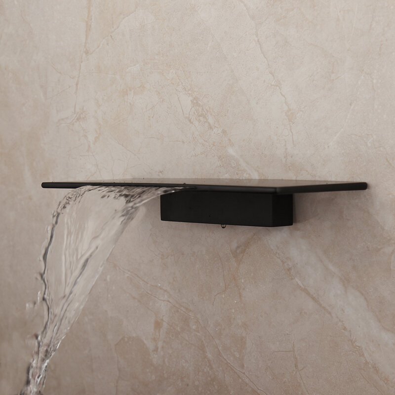صنبور أحواض استحمام أسود غير لامع من ZAPPO حنفية شلال للتعليق على الحائط صنبور نحاسي خلاط حنفية لحوض الحمام حنفيات ذات ذراع واحد