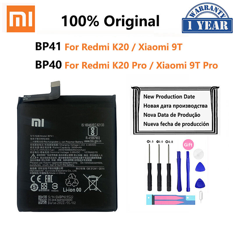 بطارية Xiao Mi الأصلية BP40 BP41 For شاومي Redmi K20 Mi 9T Pro Mi9T K20Pro 4000mAh بطاريات هاتف عالية السعة أدوات مجانية