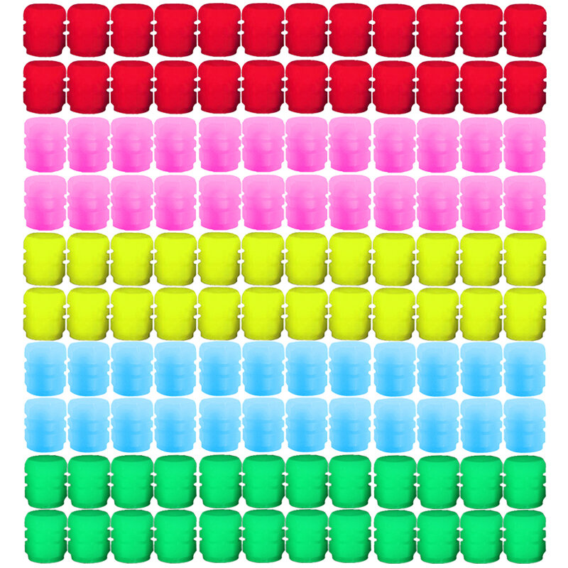 100 قطعة سيارة صغيرة الإطارات الملونة مضيئة صمام قبعات متوهجة غطاء الصمام محور عجلات سيارة الإطارات التصميم ديكور اكسسوارات السيارات 5 ألوان