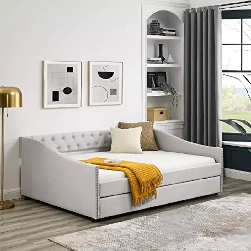 سرير نهاري معنقدة سرير مع أذرع ، بوق مزدوج الحجم ، منفوش ، بالحجم الكامل ، × × × ×
