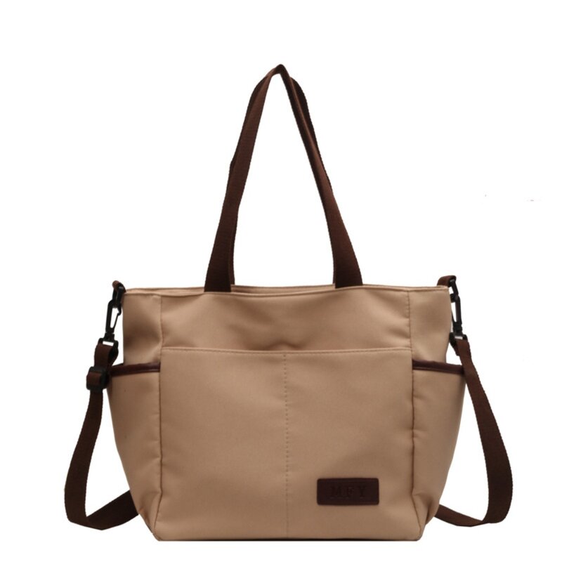 حقيبة كتف قماشية بسيطة للنساء ، لون ثابت ، حقيبة مربعة ناعمة