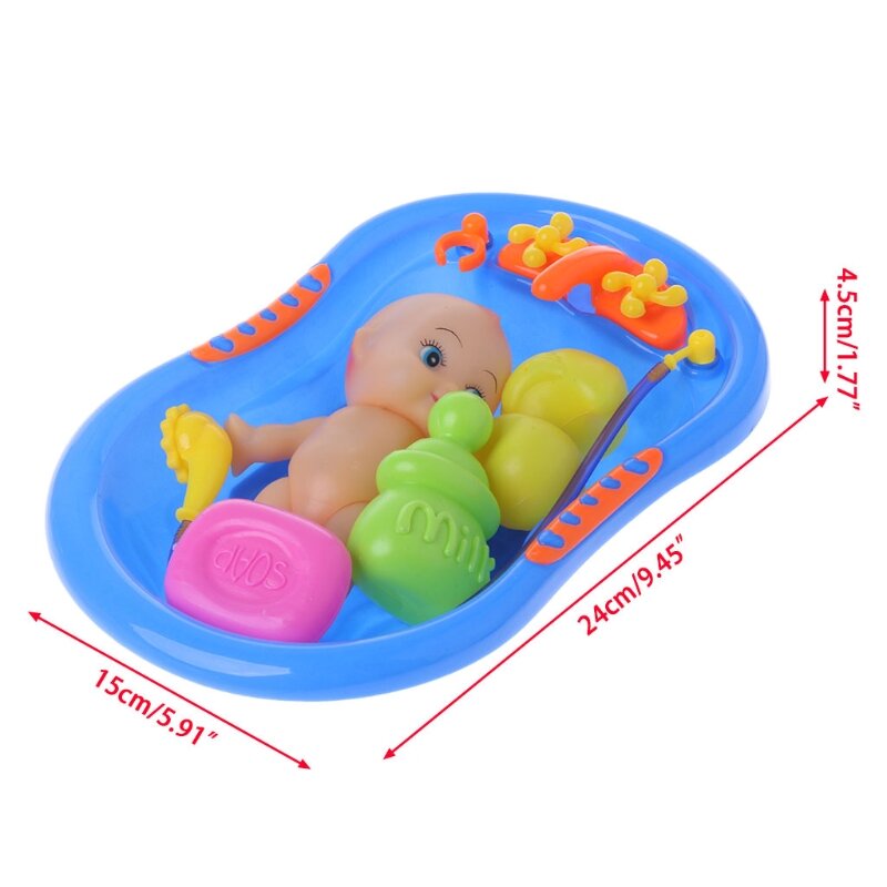 حوض الاستحمام مع دمية طفل حمام لعبة للأطفال ألعاب تزحلق على المياه التعليمية في وقت مبكر