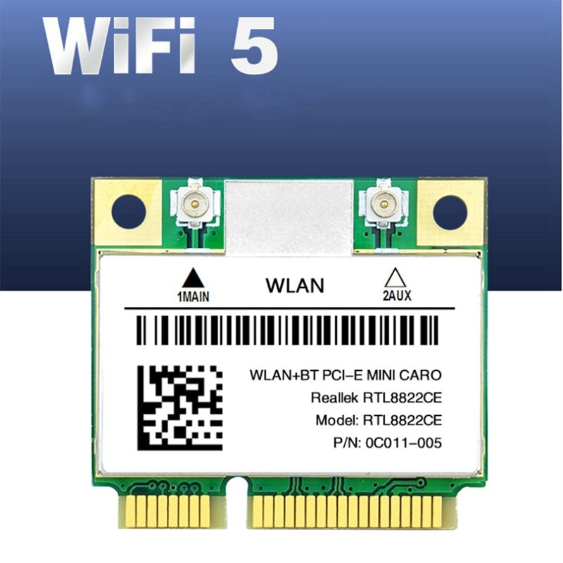 RTL8822CE 1200Mbps 2.4G/5Ghz 802.11AC بطاقة واي فاي شبكة صغيرة Pcie بلوتوث 5.0 دعم الكمبيوتر المحمول/الكمبيوتر ويندوز 10/11